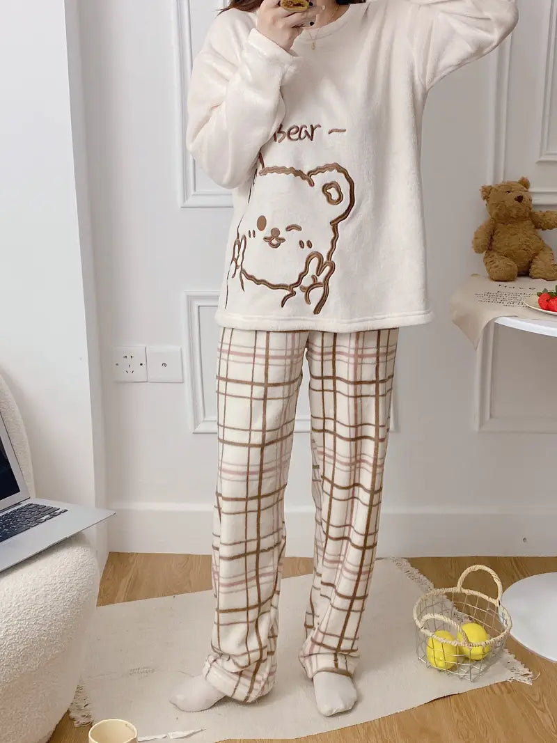 Ensemble pyjama chaud ourson & carreaux pyjama dreami