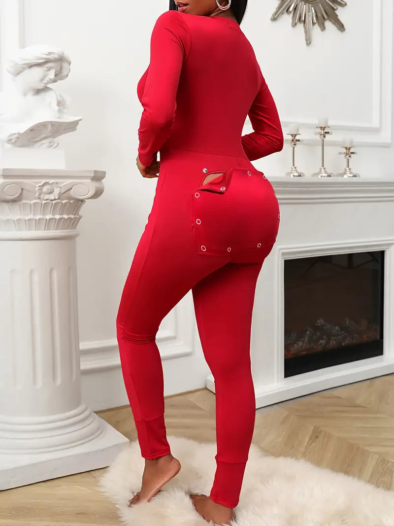 Combinaison Pyjama Sexy avec Rabat Boutonné pyjama dreami