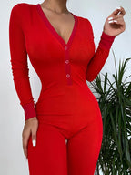 Combinaison Pyjama Sexy avec Rabat Boutonné pyjama dreami