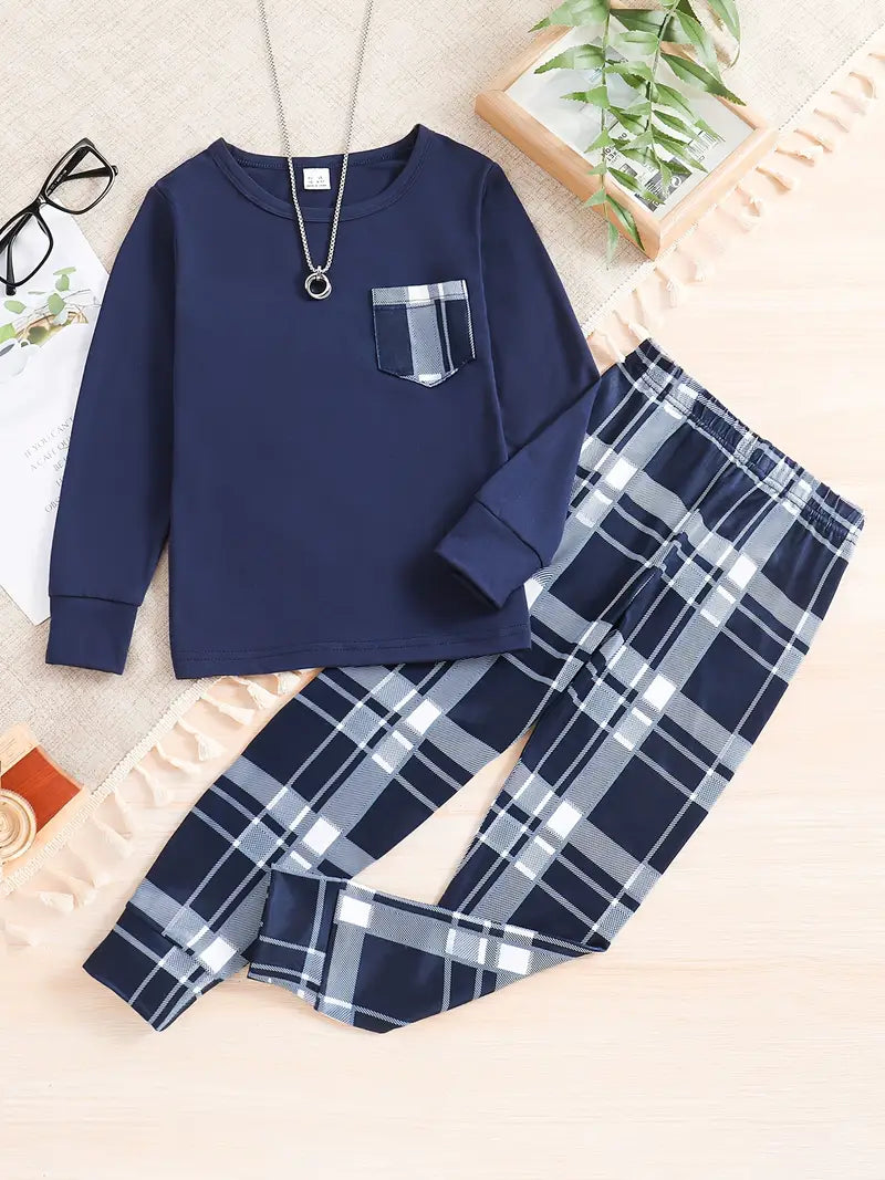 Ensemble Pyjama Bleu Marine à Carreaux pyjama dreami