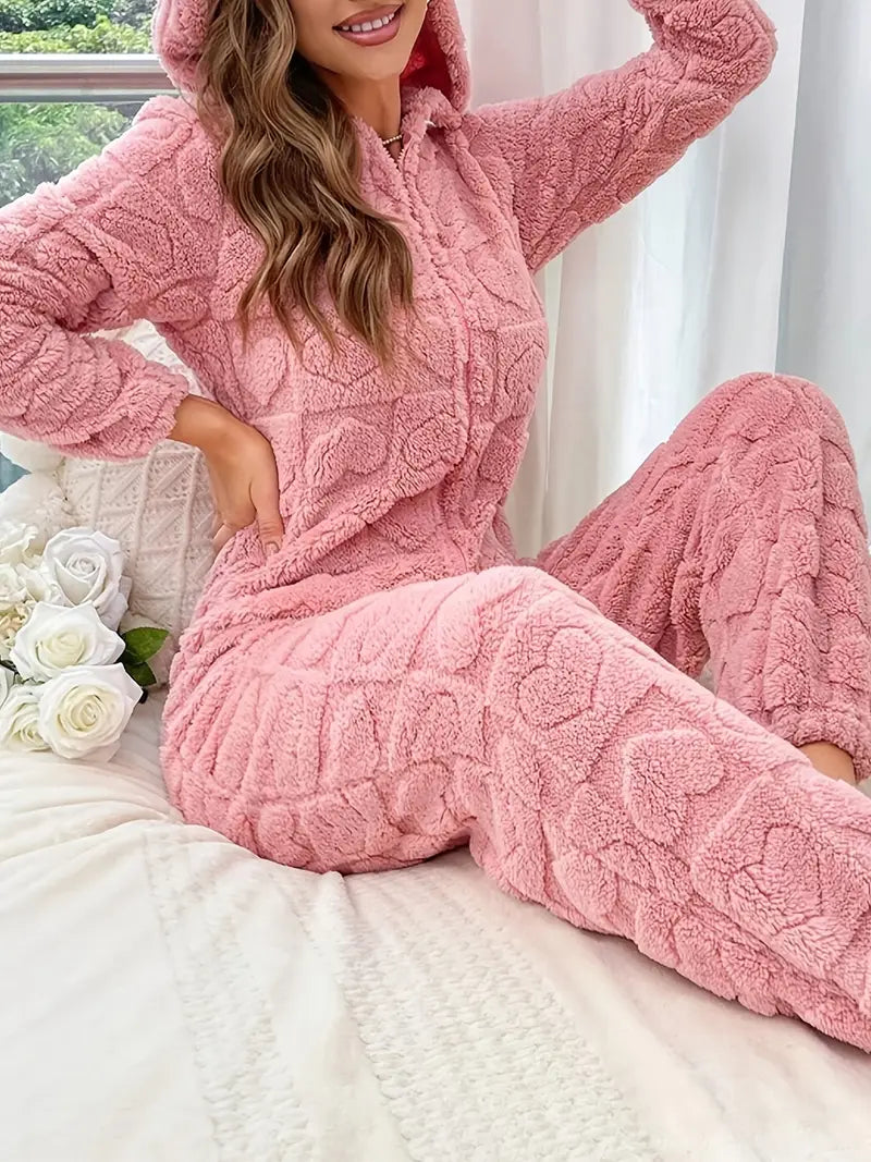 Combinaison Pyjama Cocooning à Motifs Cœurs pyjama dreami