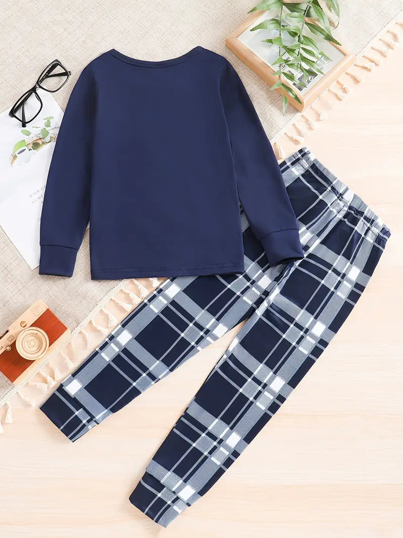 Ensemble Pyjama Bleu Marine à Carreaux pyjama dreami