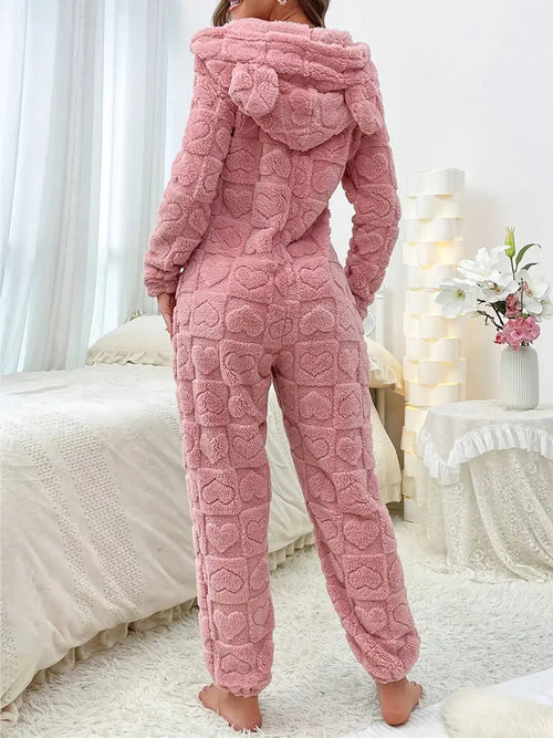 Combinaison Pyjama Cocooning à Motifs Cœurs pyjama dreami