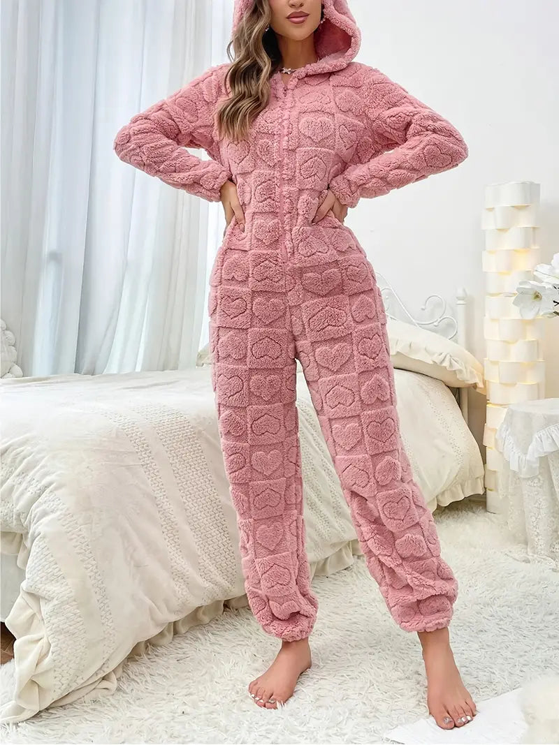 Combinaison Pyjama Cocooning à Motifs Cœurs pyjama dreami