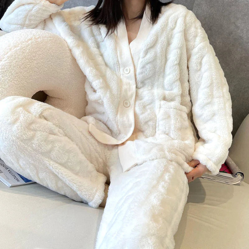 Pyjama cocooning épais à boutons pyjama dreami